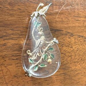 Vintage Tanger II Lucite Partridge a Pear Tree Brooch 1.75” 12 Days Christmas